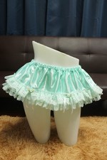 E4 Vintage Style 2XL/ElasticW.24-42" Green Satin Half Slip Lace Trim Length8"