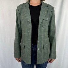 Vintage Liz Claiborne Lizsport Green Plaid Blazer Size Small