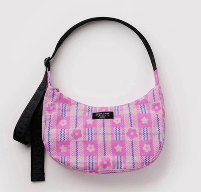 BAGGU X Sandy Liang Pink Medium Crescent Flower Market Plaid Bag