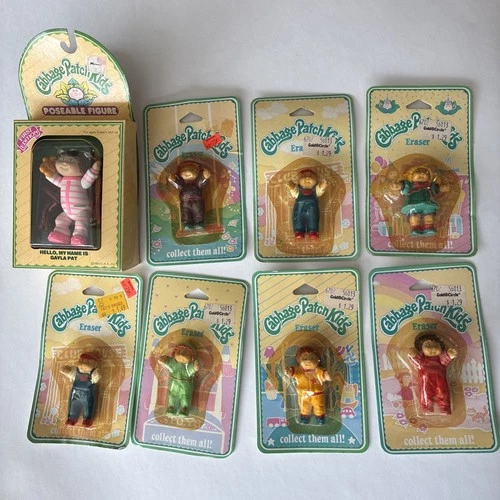 1984 Vintage Cabbage Patch Kids poseable figure + Eraser Lot of 7 New