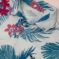 Vineyard Vines On-The-Go Sankaty Polo Shirt Men's L Blue Floral Golf Performance