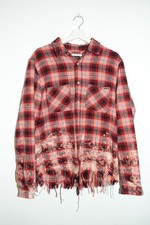 AMIRI Distressed Plaid Flannel Shirt Red Size...