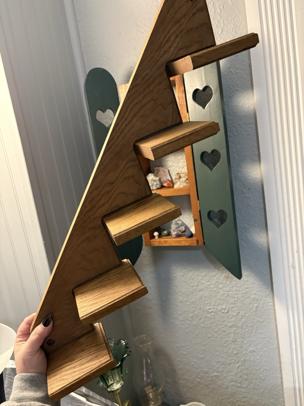 Wooden Handmade Fake Stair Shelf Wall Hanging Wood Shelves