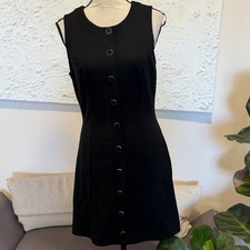 REFORMATION Cheri Knit Mini Dress Black Gold Sleeveless Sz Large