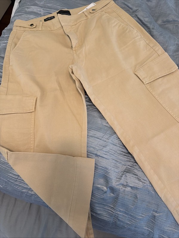 WHBM Mid Rise Wide Leg Crop Pant Size 12S New NWT Warm Sand Beige High Rise NWT