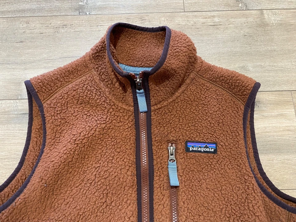 Colete Patagonia Retro Pile Fleece Feminino M Ferrugem Marrom Caminhada ao Ar Livre 22825 Zíper Completo - Imagem 2 de 4