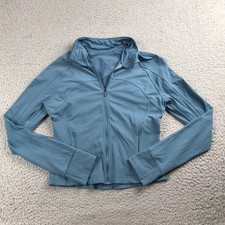 Lululemon Nulu Cropped Define Jacket Women 10 Utility Blue Full Zip Mock Neck
