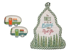 New 3 Piece Camper Salt and Pepper Shaker Set with Kitchen Potholder