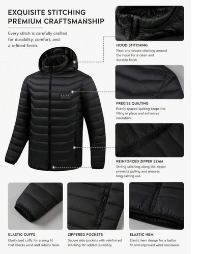Men's Heated Jacket With 38 Heating Zones 3 Level Temp Power Bank Not Included image 6