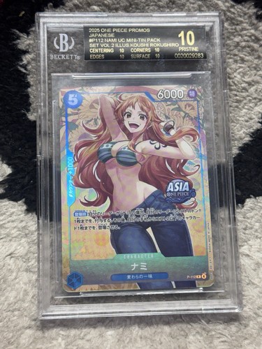 2025 ONE PIECE PROMOS JAPANESE #P-112 NAMI MINI TIN BGS 10 BLACK LABEL