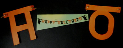 1 Girlande GESPENST-HAPPY HALLOWEEN-GESPENST - ca. 1,90 m lang orange/schwarz oä