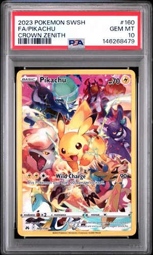 2023 Pokemon Crown Zenith Pikachu Full Art #160 GEM MT PSA 10 SWSH Secret Rare