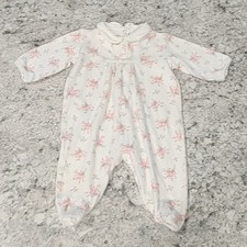 Vintage Ralph Lauren Girls 3-6 Months Footed Sleeper Pink Floral Cotton