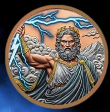 2026 Liberia Zeus 5 oz Colorized 999 Copper Coin in Capsule Mintage 5000