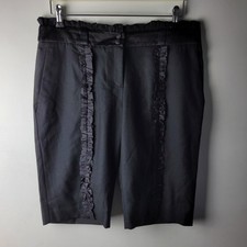 Miriam Ocariz Women Size 42 Black 100% Wool Frill Long Shorts Summer Smart Work