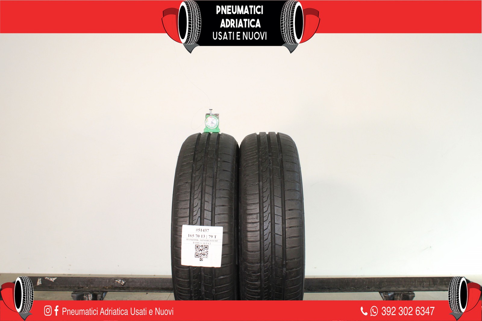 2 PNEUMATICI HANKOOK 165/70 R13 ESTIVE GOMME USATE 81% - ADRIATICA