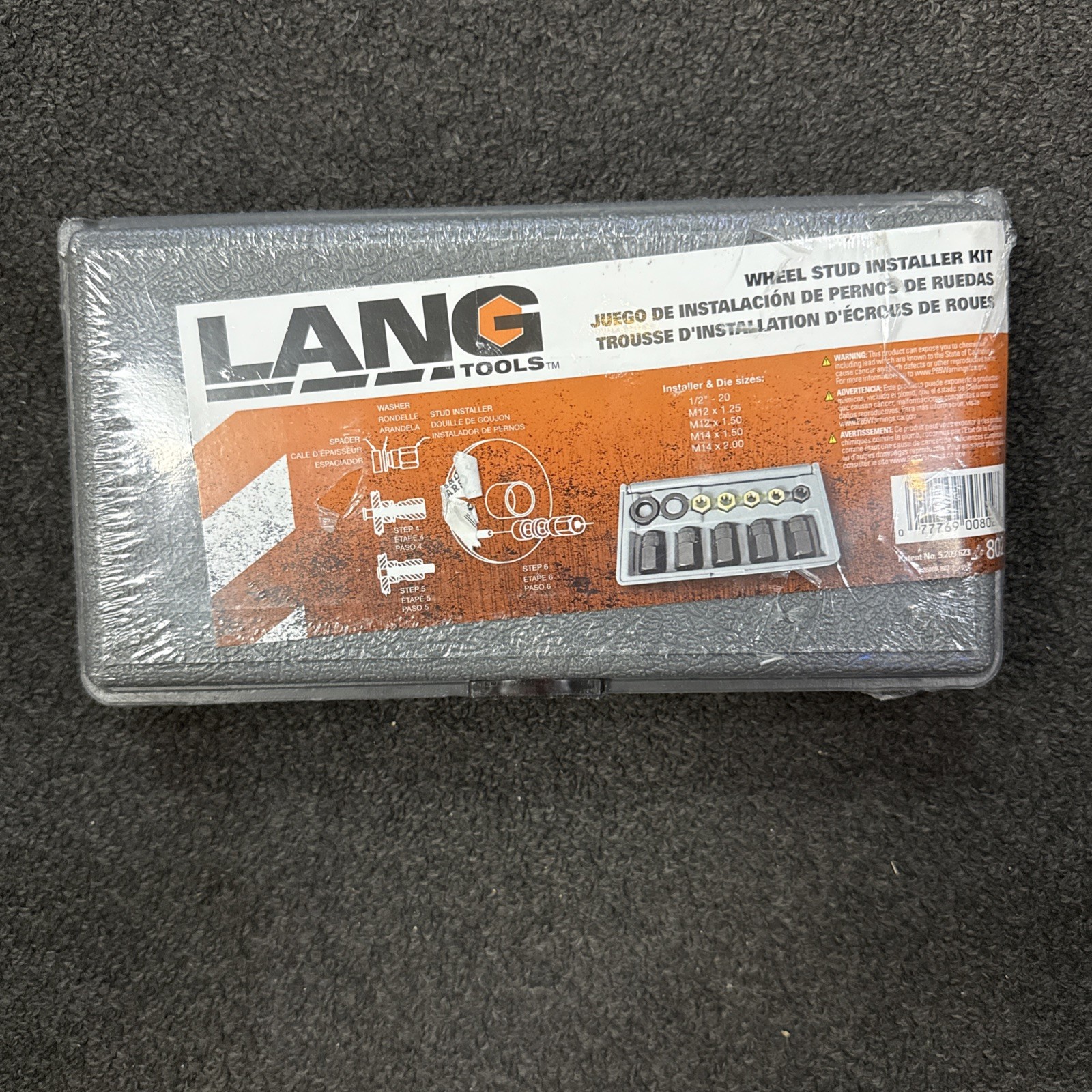 Lang Tools 802 12pc Wheel Stud Installer Kit 1/2" w M12 M14 Dies