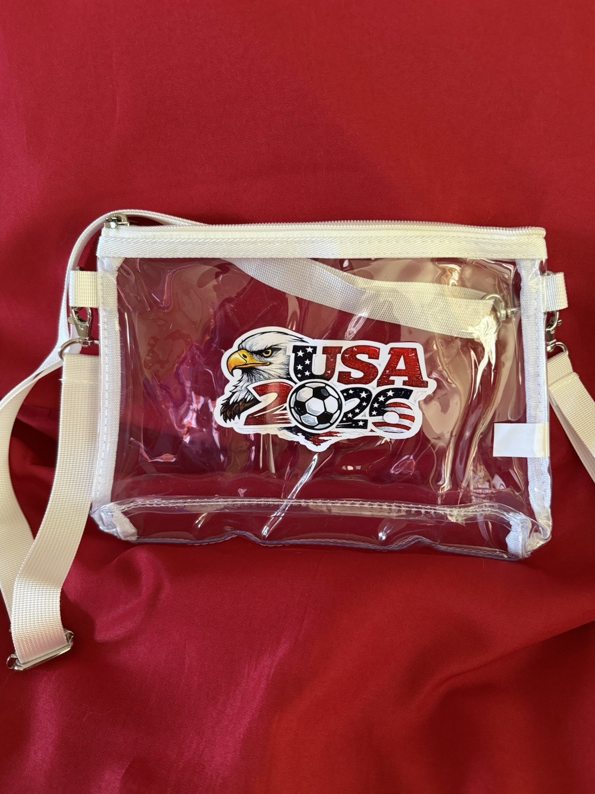 World Cup 2026 USA FIFA Clear Crossbody Bag Stadium Ready 10x8 With Lapel Pin
