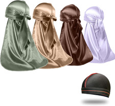 4PCS Silky Durags for Men Women 360 Waves with 1 Wave Cap  Silky Satin Moisture