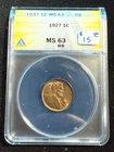 1927 LINCOLN WHEAT CENT ANACS MS 63 RB 081
