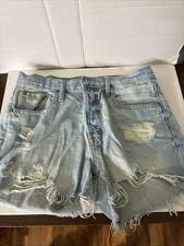 AEROPOSTALE 90s High Rise Cut Off Denim Shorts Distressed Frayed Hem Size 8