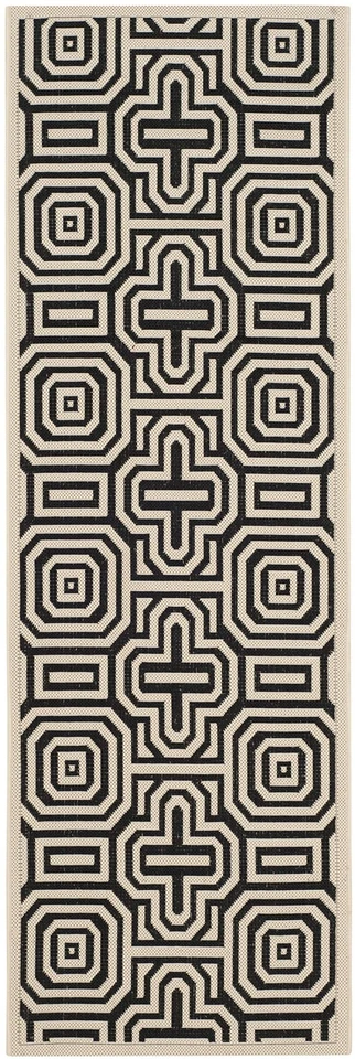 Washable Rug Outdoor Courtyard Collection - 2'3" x 6'7" Runner, Sand & Black,... - Image 2 of 4