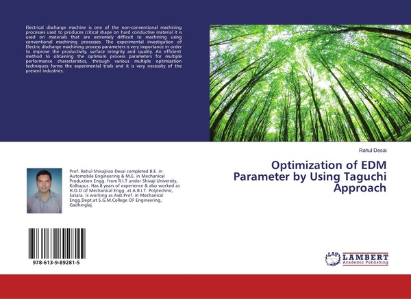 Rahul Desai | Optimization Of EDM Parameter By Using Taguchi Approach | Buch-image