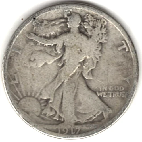 1917 Walking Liberty Half Dollar in GOOD condition ~ PLEASE SEE THE SCAN  ha 4