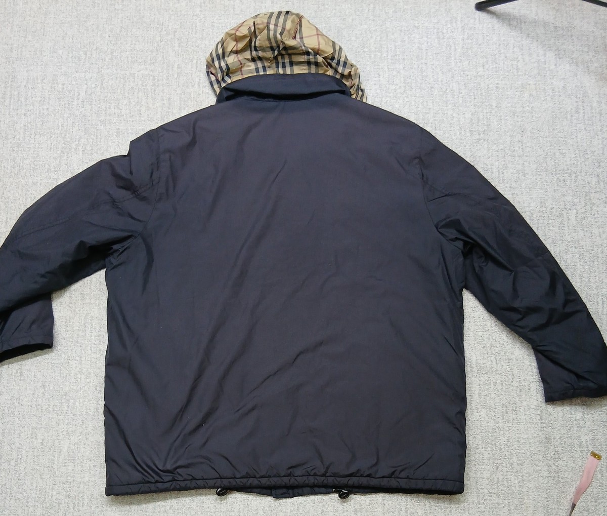 Burberry London Hooded Winter Jacket Blue Nova Check Wool Lined