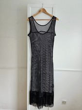 F&F Midi Beach Mesh Dress Fringe Black Size L 12