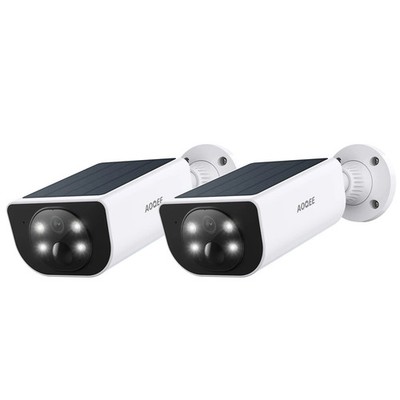 AOQEE Solar Überwachungskamera Außen kabellos - 2K 2er Pack CCTV weiß - BESCHREIBUNG LESEN