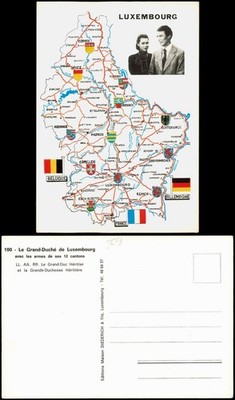 Luxemburg Landkarte Übersichtskarte Map Le Grand-Duché de Luxembourg 1970