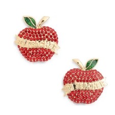 Baublebar Pav 1 Teacher Apple Stud Earrings - Red/Gold Teacher Gift NWT