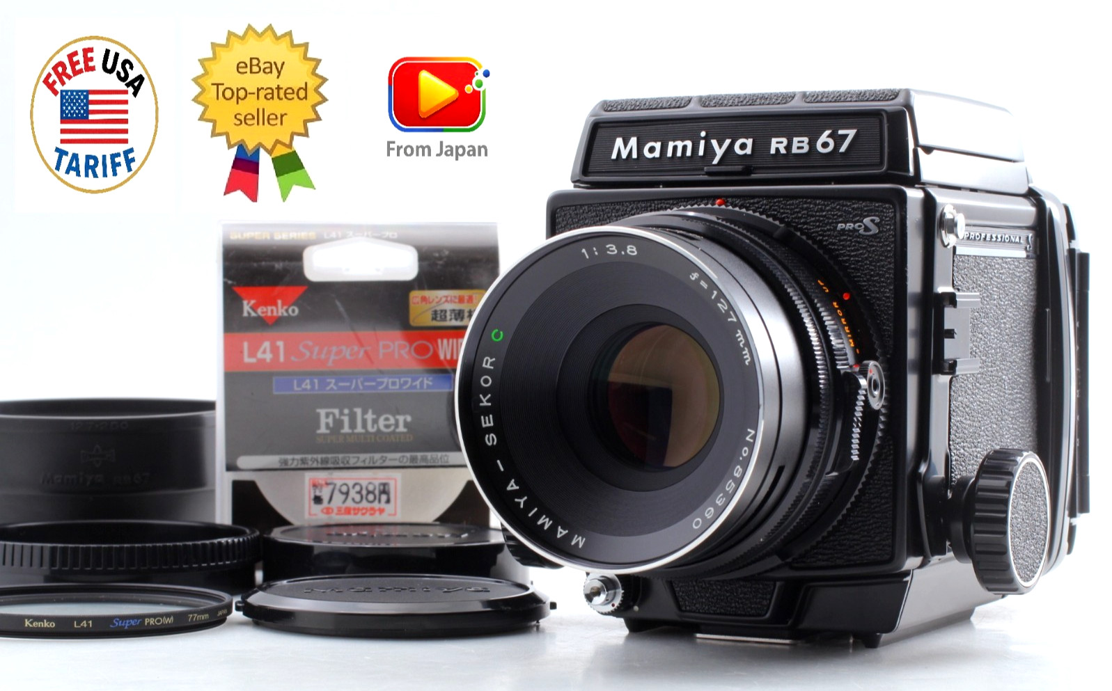 w/Hood [Mint++] Mamiya RB67 Pro S Film Camera 127mm f3.8 C Lens From JAPAN