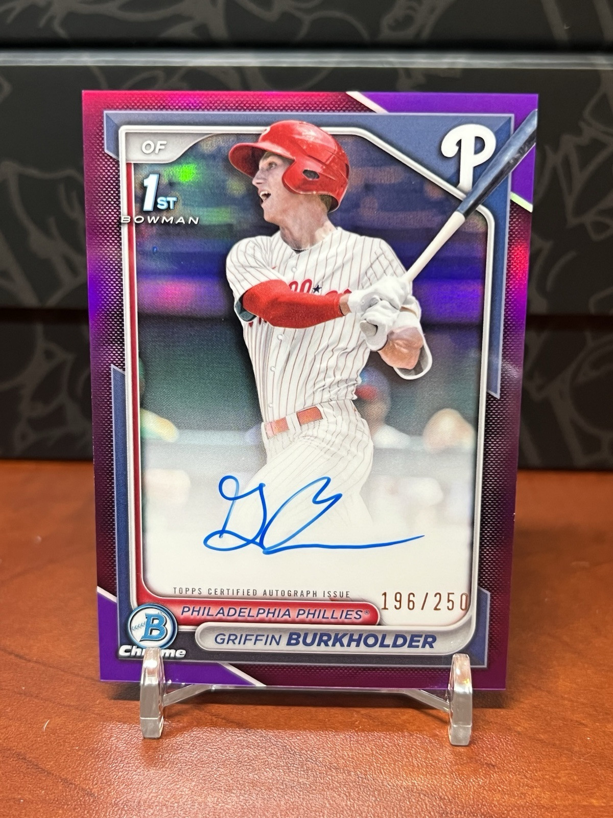 2024 Bowman Draft Chrome Griffin Burkholder 1st Prospect Auto Purple /250