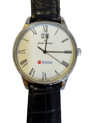 Claude Bernard Watch men finma Swiss Made Roman Dial Date quartz leather strap