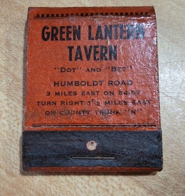 GREEN LANTERN TAVERN GREEN BAY WISCONSIN VTG MATCHBOOK 
