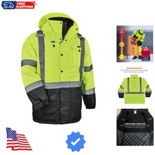 High Visibility Reflective Winter Safety Jacket, Insulated Parka, ANSI Compli...