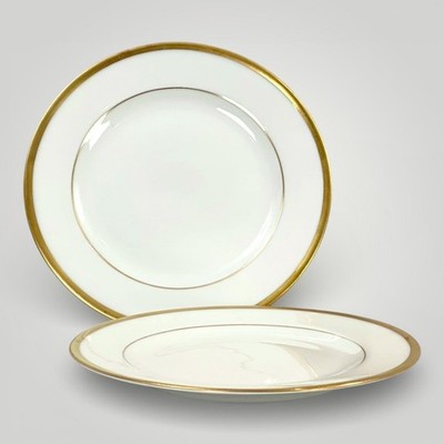 VTG Charles Ahrenfeldt Limoges Bread Plates France White Gold Trim Set of 2