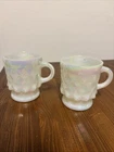 2 Rare Vintage Mug Fire King Kimberly Opalescent Clear Anchor Hocking Milk Glass