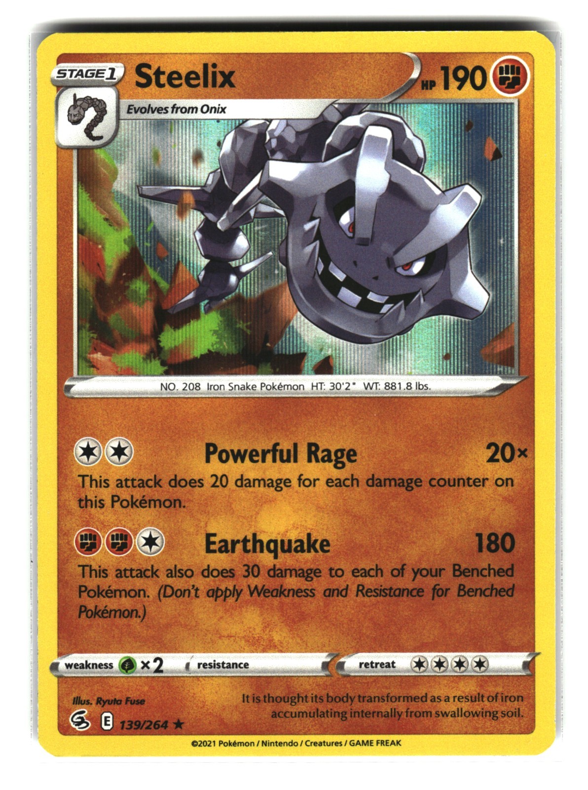 Steelix 139/264 Holo Fusion Strike Pokemon Card