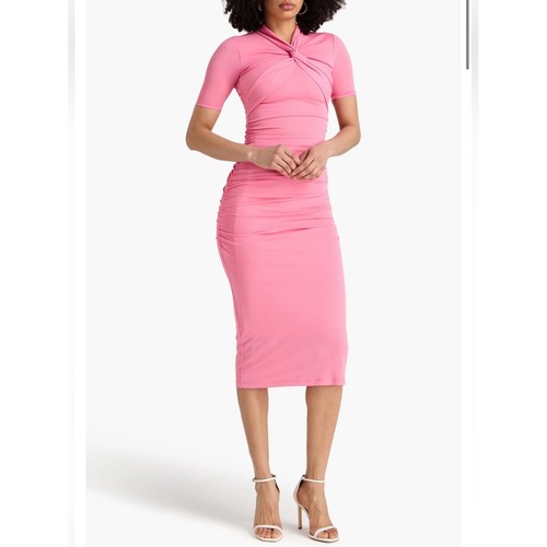 Carolina HERRERA ๐ฅ Twisted Neck Ruched Midi Dress