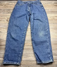 LL Bean Flannel Lined Denim Blue Jeans Mens 33/30 Slight Taper Leg Winter Warm