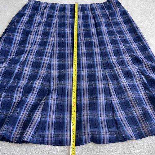 M&S Midi Skirt Lined Tartan check Purple Blue Red Beige Flare Size 20 - Picture 9 of 11
