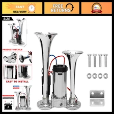 Super Loud 12V Dual Trumpet Air Horn Kit - 600DB Electric Train Horn for Trucks,