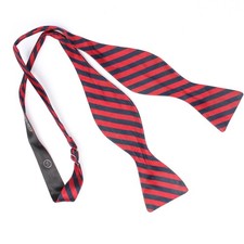VTG Adjusto Tie Silk Bowtie Bow Tie Red Navy Blue Stripe Hourglass Butterfly USA