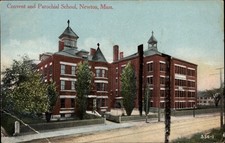 Convent and Parochial School Newton Massachusetts vintage postcard g970