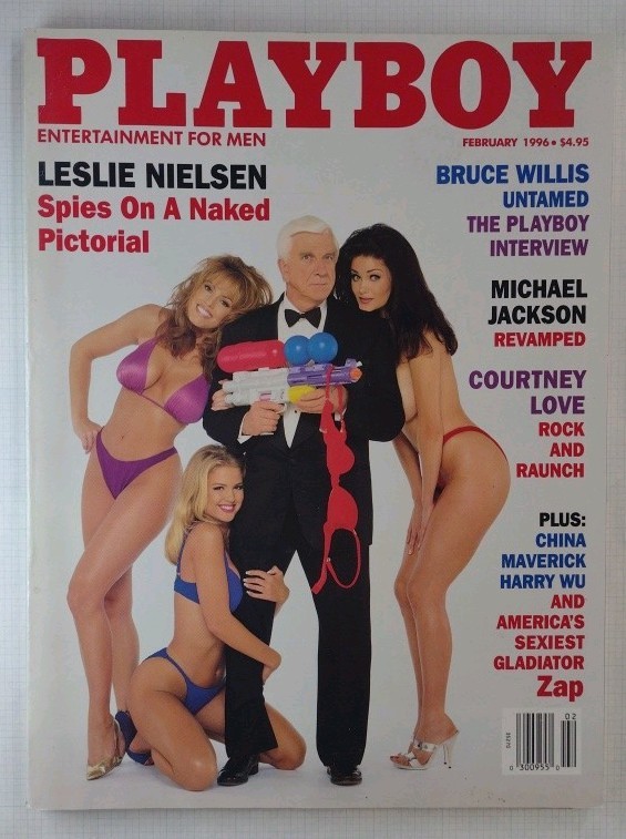  1996 Playboy Magazine February Leslie Nielsen $4.95 cover price 