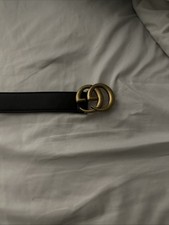 Gucci Men Black belt With Gold Buckle