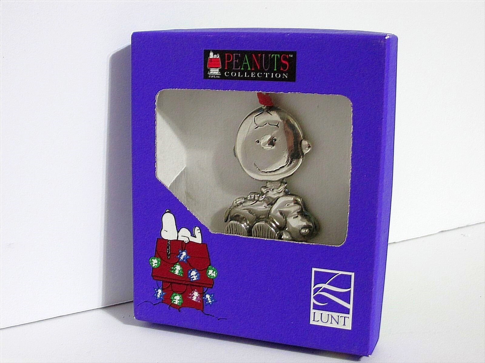 SNOOPY Charlie Brown Peanuts Lunt Silversmiths Christmas Ornament 2000 Collectible